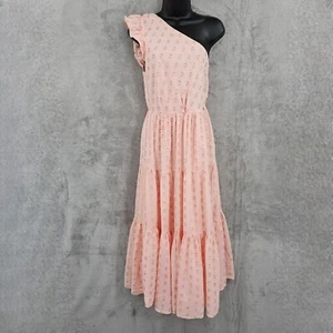 Karina Grimaldi Pauline Punkte Kleid S Blush Pink Metallic Stufen One Shoulder 5414 - Bild 1 von 14