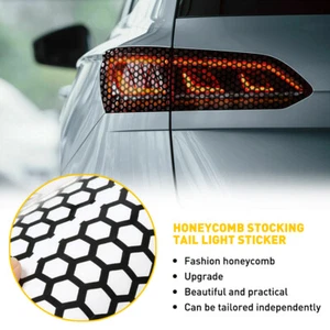 NEW Rear Tail Light Cover Black Honeycomb Sticker Tail-lamp Accessories Decal US - Picture 1 of 12