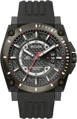 Bulova Men's Precisionist Quartz  Watch Black Polyurethane Strap 47 MM 98B417 - Image 1 of 4