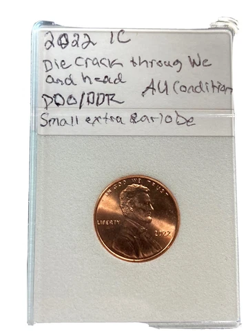2022 1C Lincoln Shield Cent AU Condition With 2 Die Cracks And DDO and DDR Cover