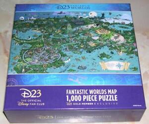 Disney D23 Fantastic Worlds Map 1000 Piece Jigsaw Puzzle, Gold Member Exclusive