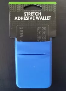 Stretch Geldbörse für Debitkarten blau mit zwei Taschen selbstklebend zum Aufkleben am Handy - Bild 1 von 3