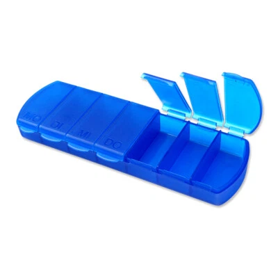 Schramm® Tablettenbox blau 11x4x1,5cm Pillen Tabletten Box 7 Tage Schachtel Tabl - Bild 1 von 3