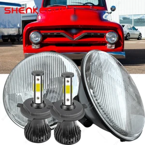 Pair 7" Inch Round LED Headlights For Ford F-100 F-250 F-350 Pickup 1953-1977 - Picture 1 of 20