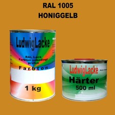 Maschinenlack RAL 1005 Honiggelb 1,5 kg Set glänzend & 10tlg. Pinsel Set