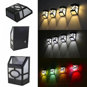 Solar Powered LED Light Wall Mount Outdoor Garden Path Landscape Fence Lamp RK94 - Picture 1 of 15