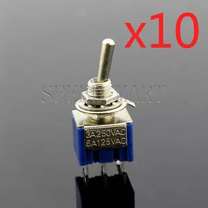 Interruptor de palanca mini deslizante de 10 piezas 6A 125VAC 6 pines DPDT ON-ON MTS-202 - Imagen 1 de 3