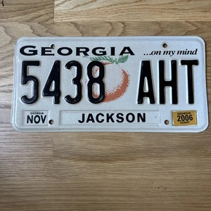Matrícula de Georgia 2006 🍑 Jackson County 5438 AHT... En mi mente. ¡Bonito! - Imagen 1 de 4