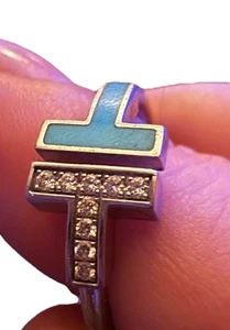 Anillo Tiffany Turquesa y Diamantes Venta al por menor $3.1k ¡Auténtico GARANTIZADO! - Imagen 1 de 10