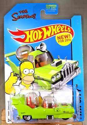 2014 Hot Wheels #89 HW City-Tooned Simpsons THE HOMER Green w/Chrome 5 Spokes - Image 1 of 4