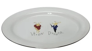 Retired Pottery Barn Reindeer 17" Oval Platter Dasher Vixen Christmas Santa RARE - Picture 1 of 8