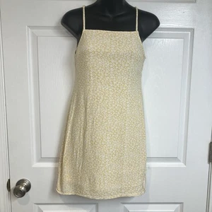 American Eagle Square Neck Floral Tie Back Mini Dress Y2K Size XS Yellow White - Picture 1 of 14