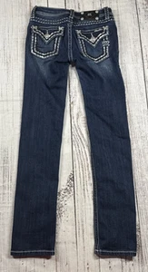 MISS ME GIRLS SKINNY JEANS SIZE 14 BUTTON FLAP POCKET Y2K PREPPY THICK STITCH - Picture 1 of 22