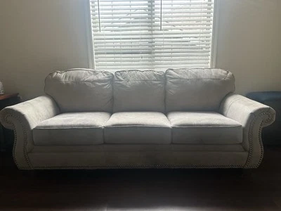 Olsberg Sofa, Ashley HomeStore, Faux Leather Couch, Sits 3 - Image 1 of 4