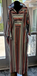 MR TURK Striped Hooded Caftan Pullover,Lightweight, S/M, 100% Cotton Pockets - Picture 1 of 13