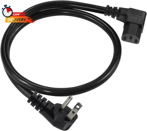 Cable de alimentación de 90 grados - IEC ángulo recto de 2 pies, fuente de alimentación universal para PC, 16 AWG, azul - Imagen 1 de 1