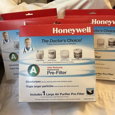 Lote de 3 nuevos prefiltros sellados de repuesto reductores de olores Honeywell HRF-AP1 A - Foto 1 de 4
