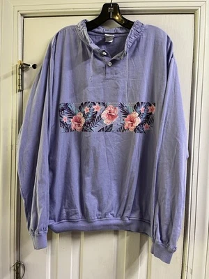 Pulôver vintage anos 90 Crazy Shirts Havaí médio. Bolsos com faixas de fundo flores EUA - Imagem 1 de 4