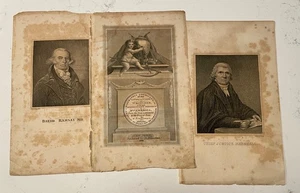3 grabados antiguos John Marshall, David Ramsay, Bibliographia Americana - Imagen 1 de 5