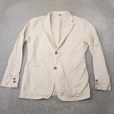 Chaqueta Blazer Muji Para Hombre Beige Mediana Sin Estructura Safari Campo Desierto Lino Foto 1 de 4