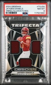 2024 OBSIDIAN TRIFECTA SWATCHES #TSJDS JAYDEN DANIELS ROOKIE RC PSA 8 Card! - Picture 1 of 3