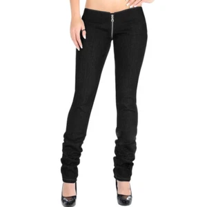 Women Denim Pants Trousers Elastic Slim Fitted Sexy Low Waist Zip Detachable - Picture 1 of 14