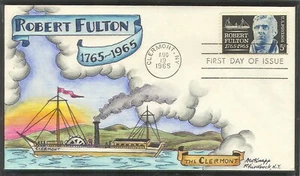 SCOTT 1270 ROBERT FULTON DOROTHY KNAPP HAND PAINTED FIRST DAY COVER FDC - Picture 1 of 2