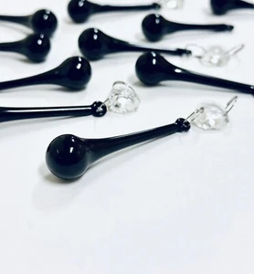 x6 gotas de araña orbe negro de vidrio, vintage, piezas ligeras, decoración de boda - Imagen 1 de 1