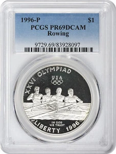 1996-P Rowing Olympic Silver Commemorative Dollar PR69DCAM PCGS Proof 69 DC - Picture 1 of 2