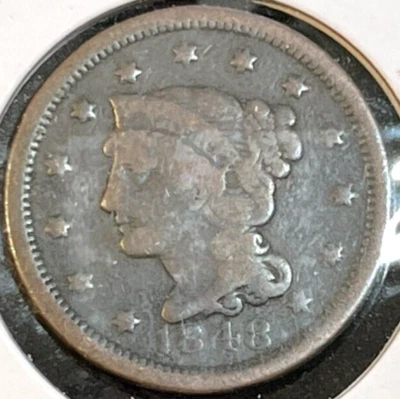 ✅ 1848 Coronet Braided Hair Large Cent Nice Color & Detail N37 R4 - Image 1 of 4