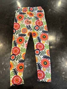 Crown &Ivy Girls Size 8-10 Floral Leggings Orange, Yellow Pink And  Red Flowers - Picture 1 of 5
