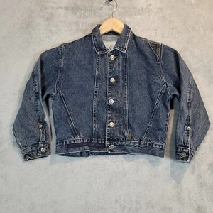 Vintage 80s Denim Jacket Youth Medium * Blue Truckers Distress Taboo Sportswear  - Picture 1 of 16