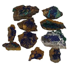Lote de 900 g, 1,5"-3,6", 10 piezas, muestra mineral de malaquita azurita @Marruecos, B11287 - Imagen 1 de 8