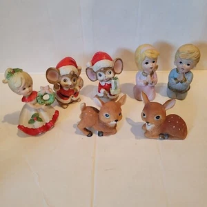 Vintage Weihnachten Konvolut Lot Homco Keramik Keramik Junge Mädchen Rehkitz Mäuse Deko - Bild 1 von 9