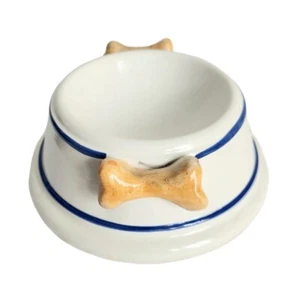 Faiancas Neto & Gomes Ceramic Dog Bowl Dish Water Food Portugal White Blue Bone - Picture 1 of 10