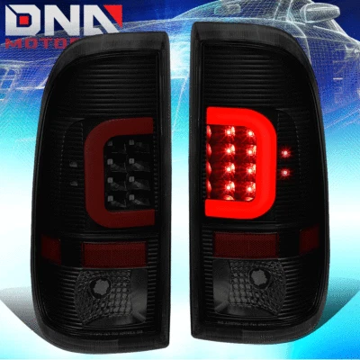 [RED C-STREAK 3D LED]FOR 2009-2016 FORD F350/F450 BLACK SMOKED REAR TAIL LIGHT - Image 1 of 4
