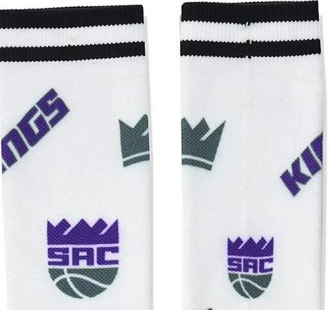 Sacramento Kings NBA Mens Large Socks Fits 6-12 PKWY Logo Panel White Crew Fox Cover