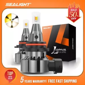 SEALIGHT 9006/HB4 Switchback LED Fog Light Bulbs 3-Color Cool/Warm White Yellow - Picture 1 of 15