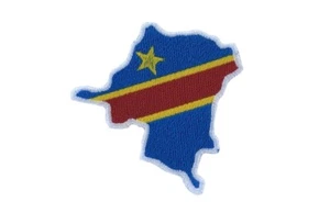 Parche Bordado Insignia Plancha Sobre Costura Ropa Aplique Congo RDC Mapa Bandera - Imagen 1 de 1