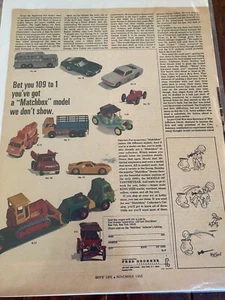 Anuncio de vehículos de juguete Matchbox 1966 vintage - Imagen 1 de 1