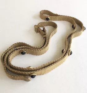 Art Deco Estate Jeweled Gold Mesh Chain Link Belt Buckle Vintage Belt - Picture 1 of 6