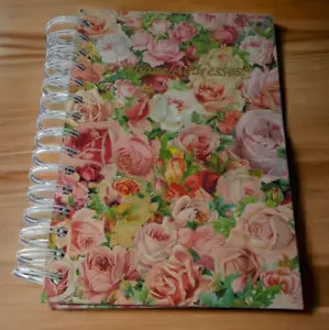 Vintage Papier Blumen Rosen Telefon & Adressbuch Spiralgebunden Leer Buch 8"x5" - Bild 1 von 6