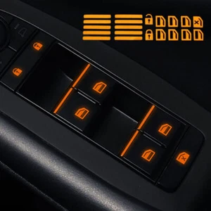 Luminous Universal Car Door Window Switch Decal Sticker Decor Accessories Orange - Foto 1 di 10