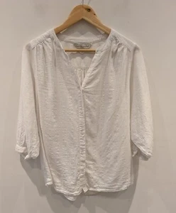 Camicia blusa donna F&F Casuals taglia 6 bianca scollo a V maniche a 3/4 glitter boho ottime condizioni - Foto 1 di 8