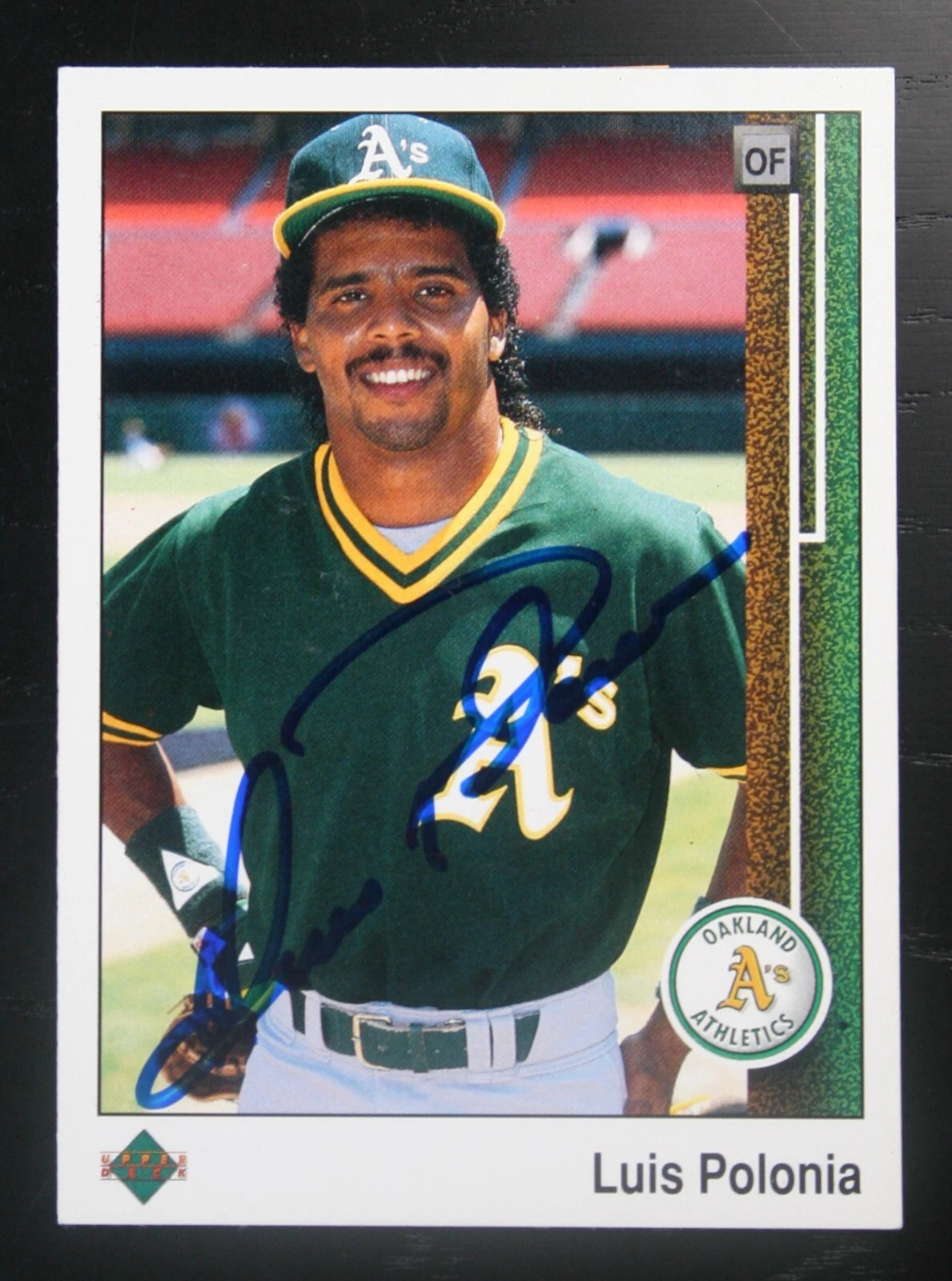AUTOGRAPHED - Luis Polonia Upper Deck #162 Oakland Athletics 1989