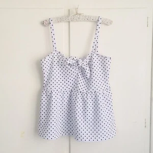 SEED Heritage white spot polka dot cami casual spring summer swing top 10 M - Picture 1 of 6
