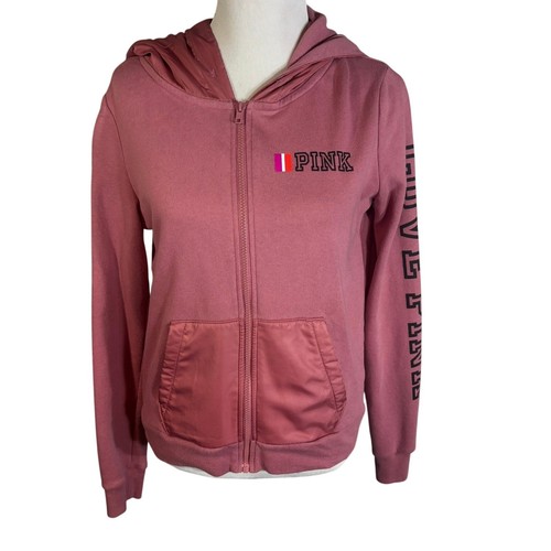 UNDERCOVER Victoria's Secret Love rosa felpa con cappuccio zip intera logo giacca a righe taglia media M
