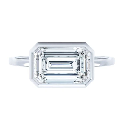 18K White Gold IGI Certified Lab Grown Diamond Wedding Ring 2.00 Ct Emerald Cut - Image 1 of 4