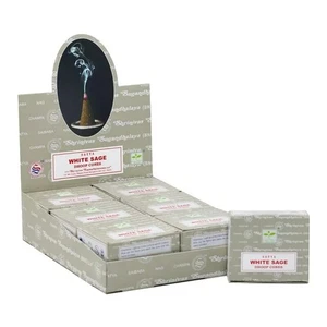 Satya White Sage natürlicher Duft Masala Räucherwerk Dhoop 12er Pack je 10 Zapfen - Bild 1 von 6