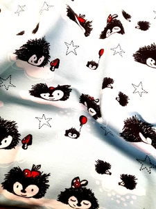 stoffe hellblau Mit Schwarzen Igelchen meterware BIO Jersey- Baumwolle kinder - Bild 1 von 2